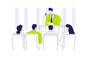Meeting local politician abstract, an Illustration by Visual Generation