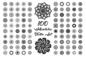 100 Mandalas Vector Set