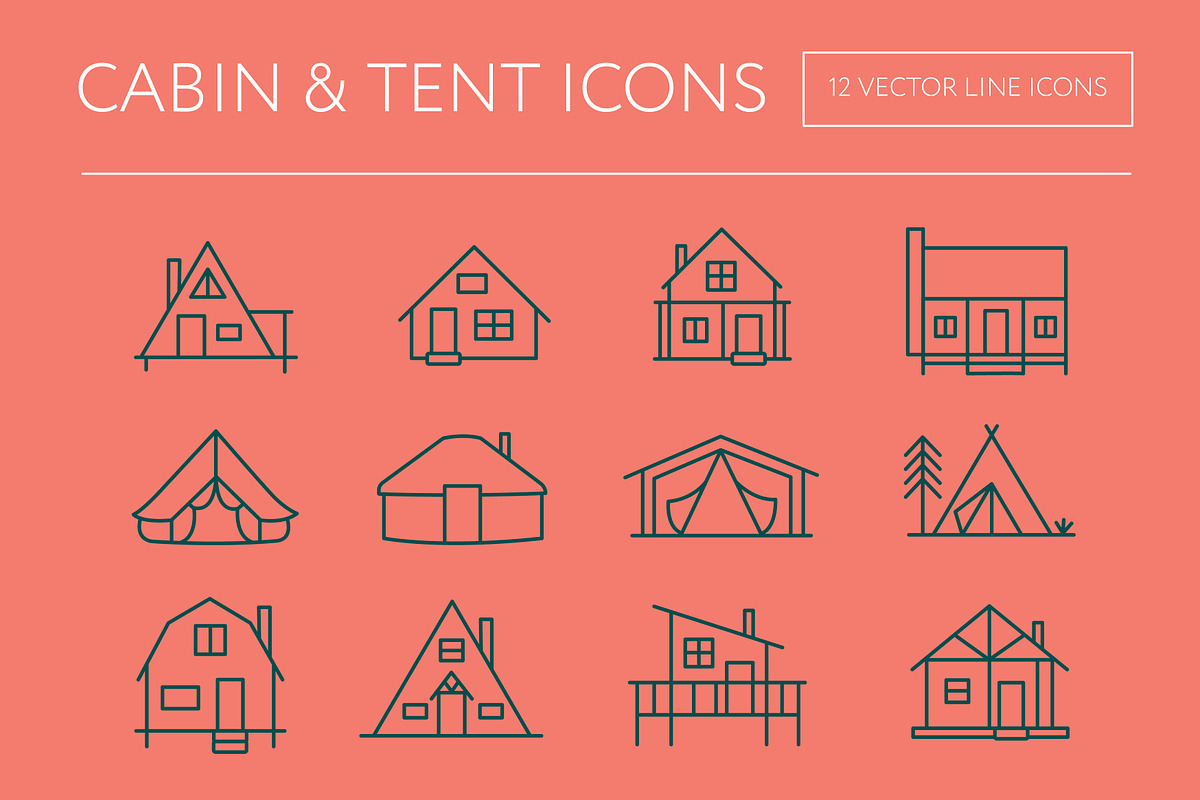 Cabin & Tent Icons, an Outline Icon by the cabin supply co (Photo 1 of 4)