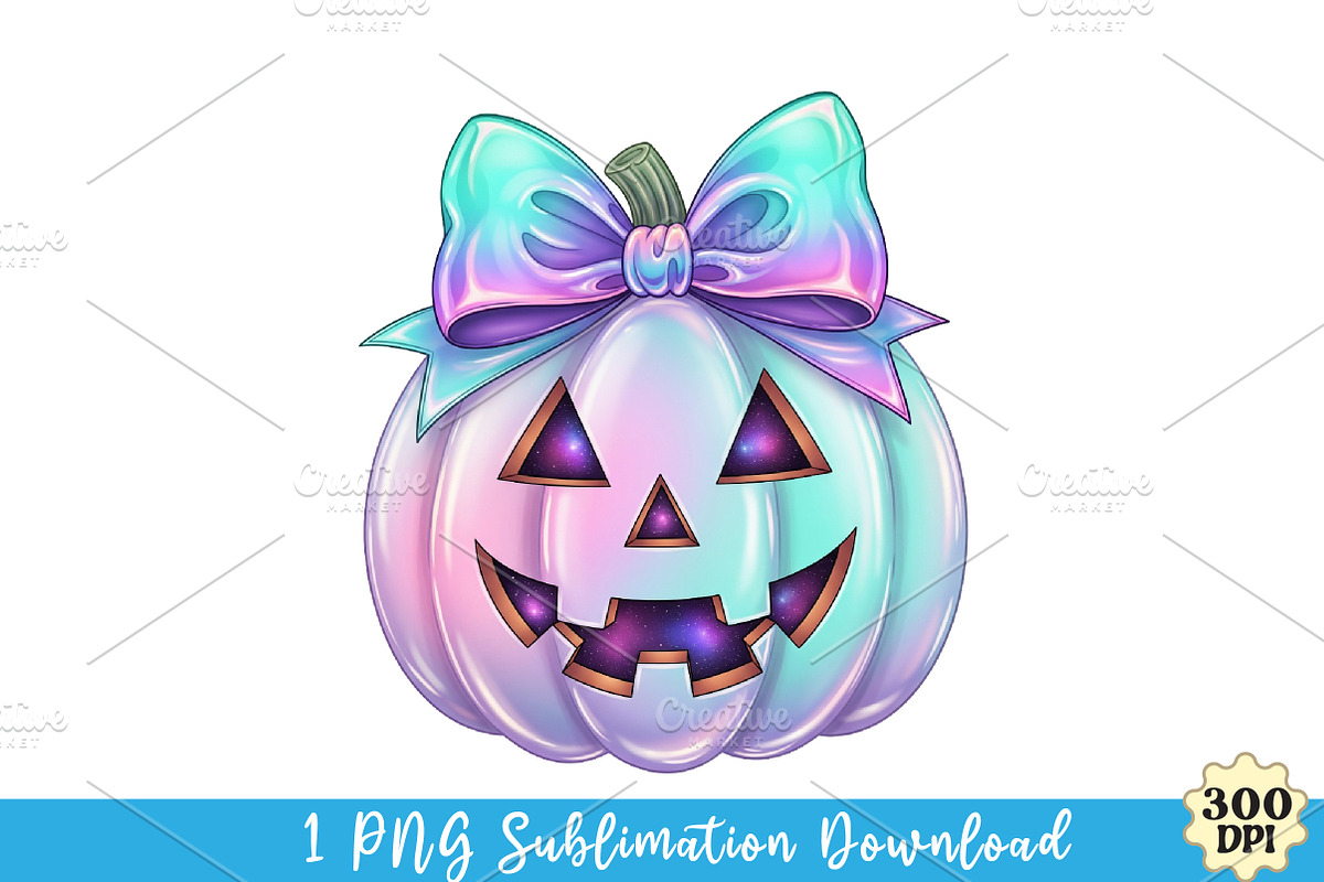 Iridescent Ghost Pumpkin PNG T-Shirt, an Illustration by Watercolor design (Photo 1 of 3)