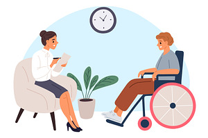 Female therapist conducts, a Healthcare Illustration by Vectorbuum