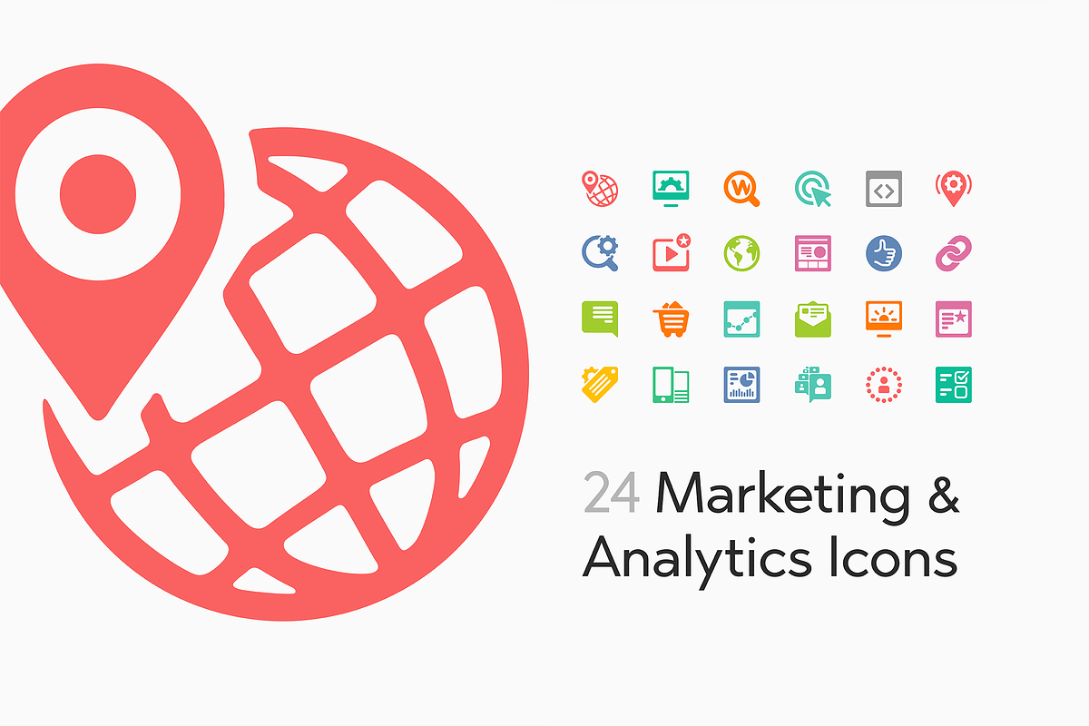 24 Marketing and Analytics Icons, an Icon by Likeapples (Photo 2 of 3)