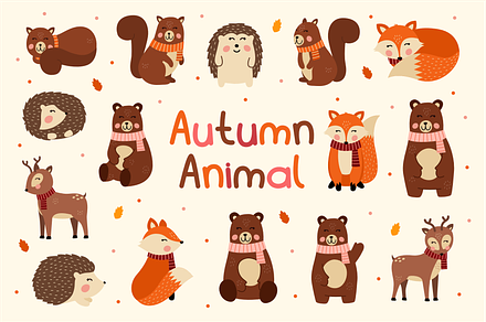 Autumn Animal Clip Art, a Wallpaper Graphic by Suntype | Sunshine Std
