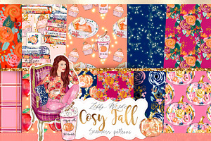 Fall Autumn seamless patterns