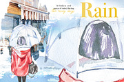 Watercolor Rain Clipart Set, a Seasonal Illustration by ArtCreationsDesign (Thumbnail 3 of 12)