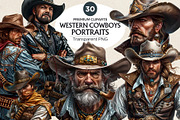 Western Cowboy Portrait clipart, a Person Illustration by ThatsDesignArt (Thumbnail 1 of 10)