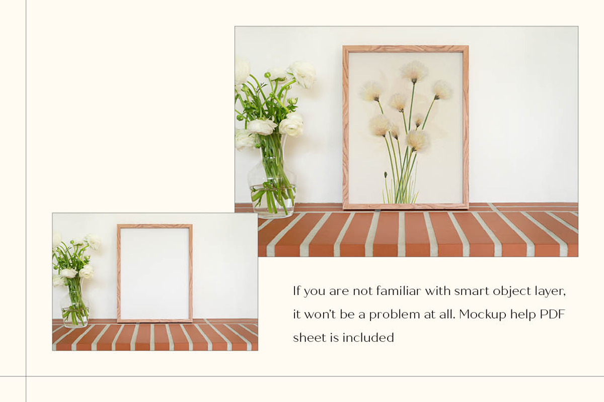 Wood Frame Mockup with Flowers, a Print Template by LOPEstudio (Photo 5 of 6)
