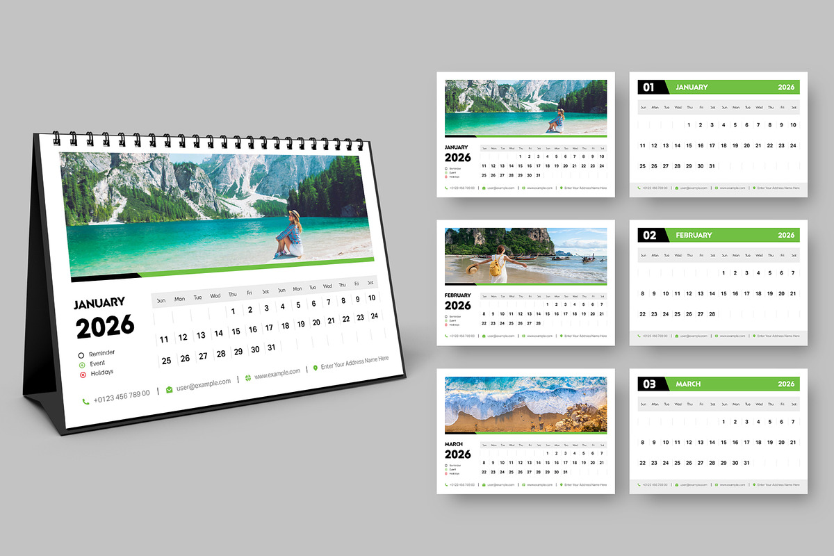 Modern Desk Calendar 2026 for Office, a Stationery Template by ContestDesign (Photo 1 of 4)
