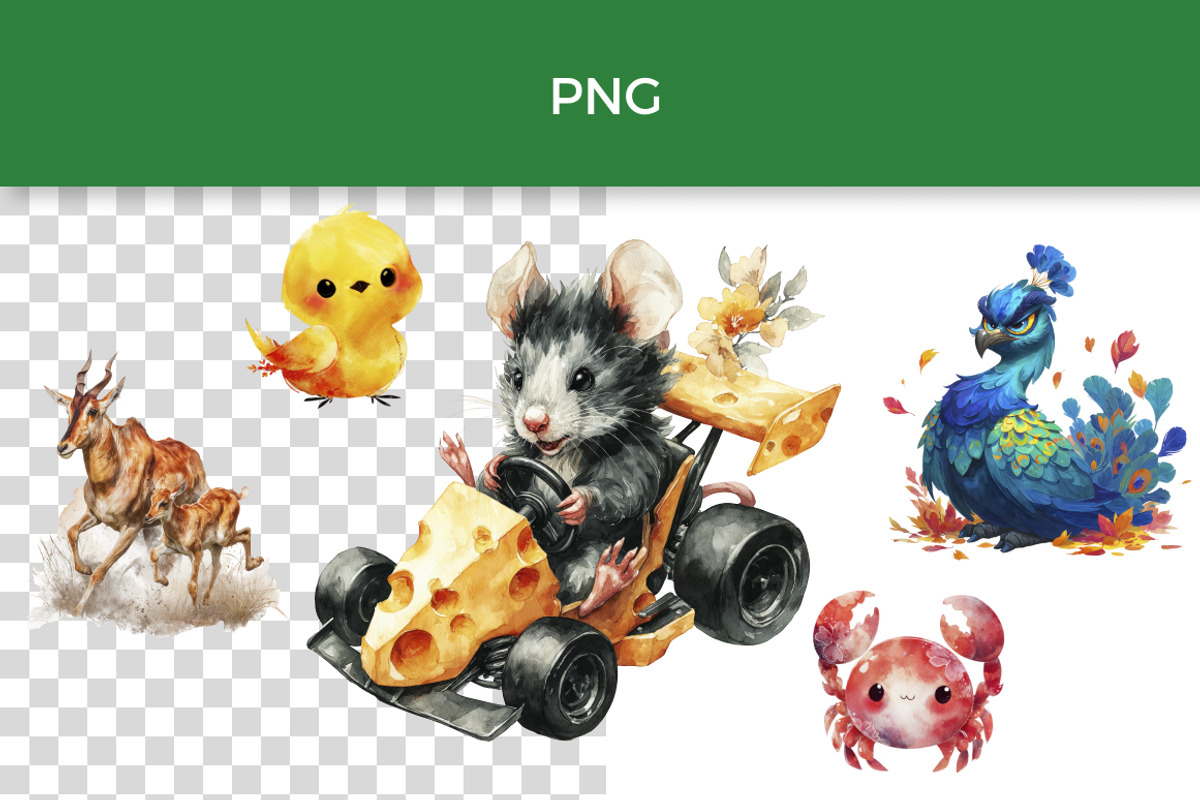 Animals Clipart Bundle 4 in 1, an Animal Illustration by InkyQueenArt (Photo 2 of 9)