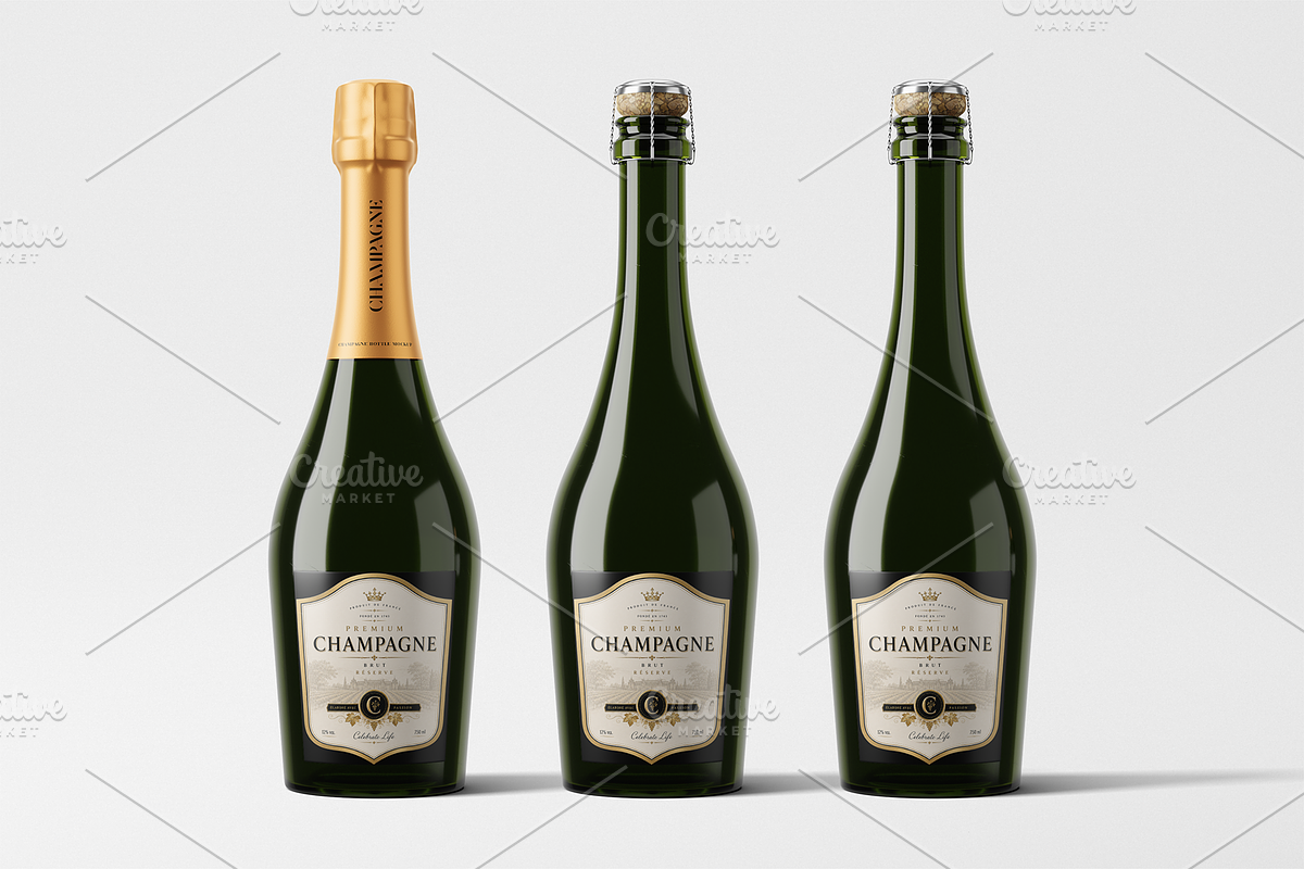 Champagne Bottle Mockup, a Packaging Mockup by Transly Graphics (Photo 1 of 2)