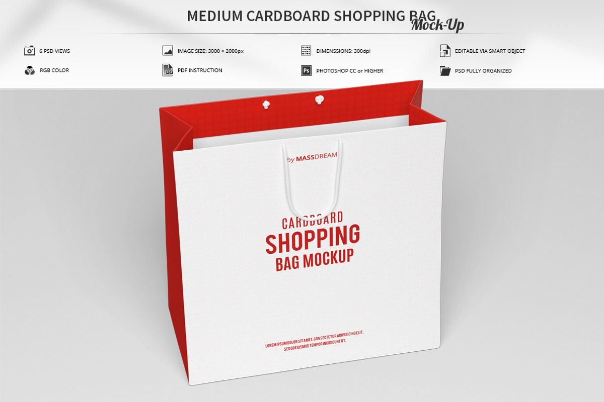Medium Cardboard Shopping Bag MockUp, a Packaging Mockup by MassDream (Photo 1 of 9)