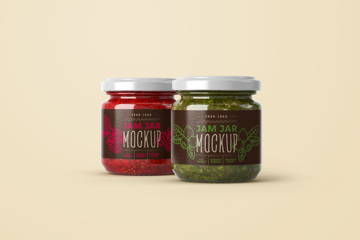 Jam Jar Mockup Set | Label Design, a Cups & Container Mockup by Deeplab (Photo 6 of 14)