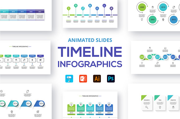 Timeline animated infographics preview 8