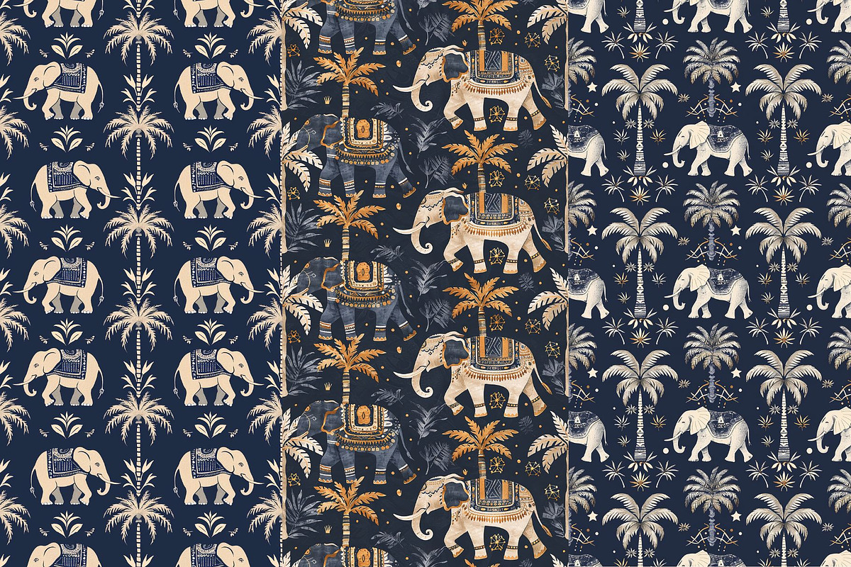 8 Tribal Elephant Seamless Patterns, a Pattern Graphic by Inknfolly (Photo 3 of 5)