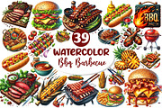 Watercolor Bbq Barbecue Clipart, an Illustration by Dream Creation (Thumbnail 1 of 7)