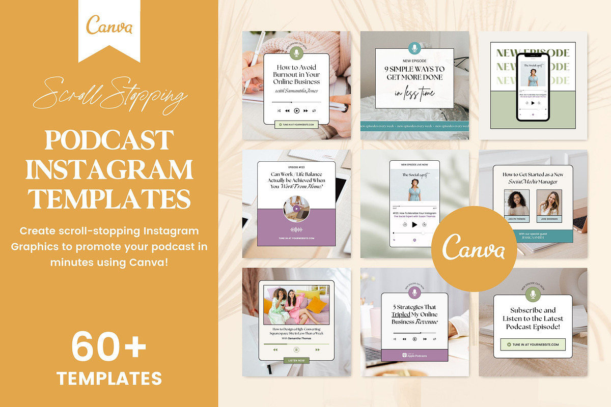Podcast Promo Instagram Templates, a Social Media Template by Fallon Gerst (Photo 1 of 16)