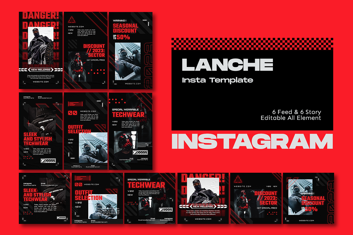 Lanche Techwear Instagram Template, a Social Media Template by Shinra Labs (Photo 3 of 5)