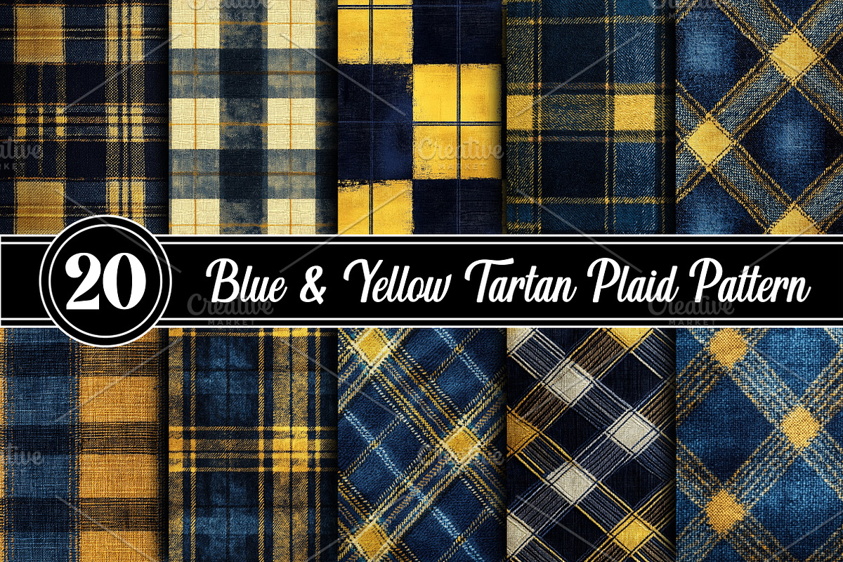 Blue & Yellow Tartan Plaid Pattern, an Illustration by RobertsArt (Photo 1 of 4)