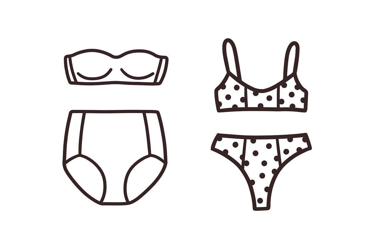 Outline women lingerie underwear set, an Object Illustration by Good Studio (Photo 5 of 9)
