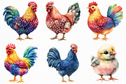 Colorful Chickens Clipart, an Illustration by Craft Nest (Thumbnail 4 of 6)