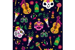 Mexican symbols for Day of Dead, an Illustration by Vectorbuum