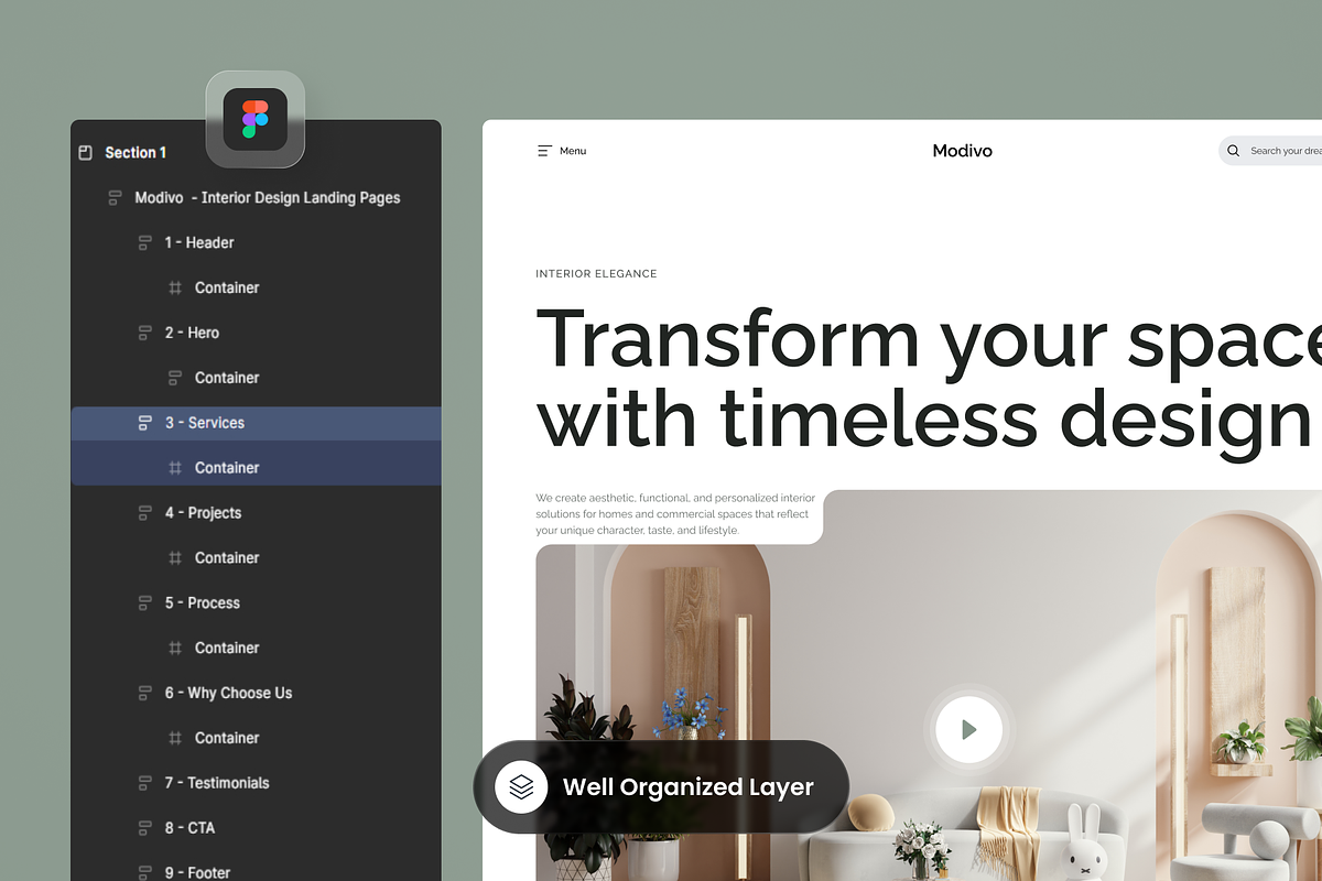 Modivo-Interior Design Landing Page preview 2