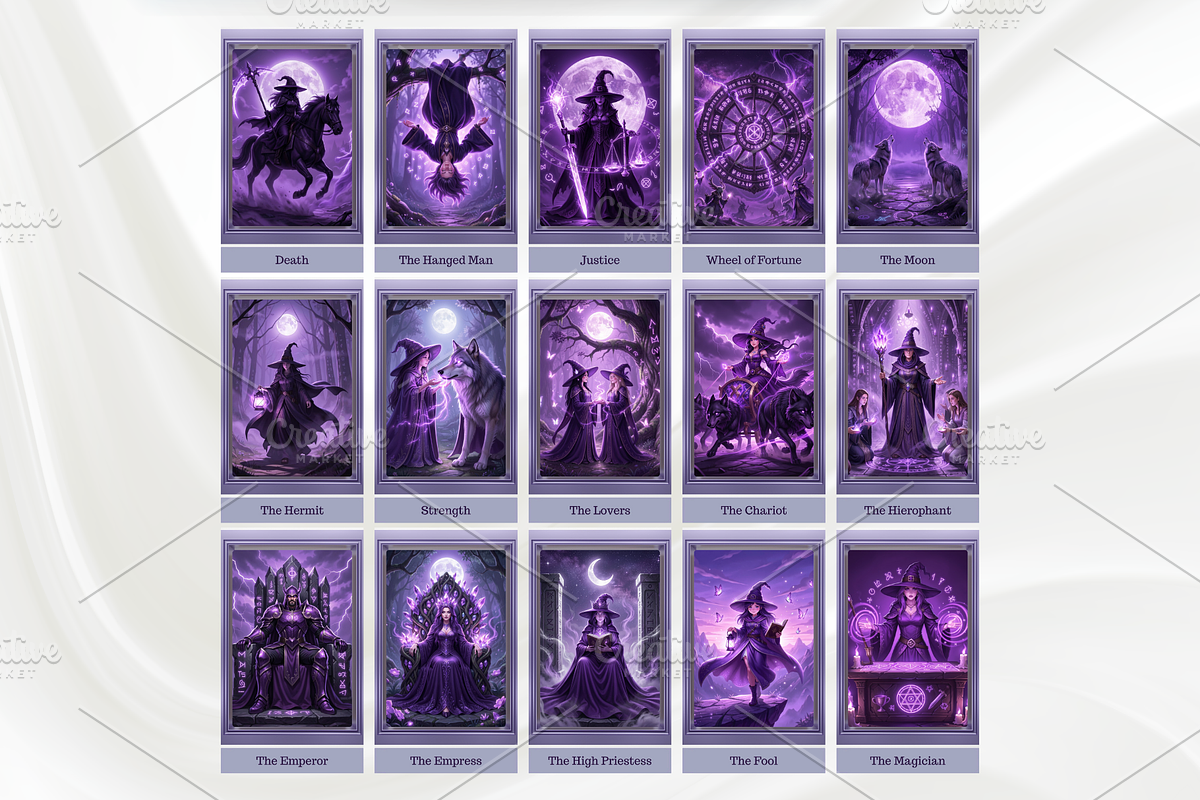 Purple Witch Tarot Cards Deck, a Decorative Illustration by Mugio (Photo 2 of 4)