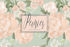 Peonies, Luxury Flourish Pattern