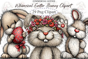 Whimsical Easter Bunny Clipart, an Illustration by designcity5 (Thumbnail 1 of 5)