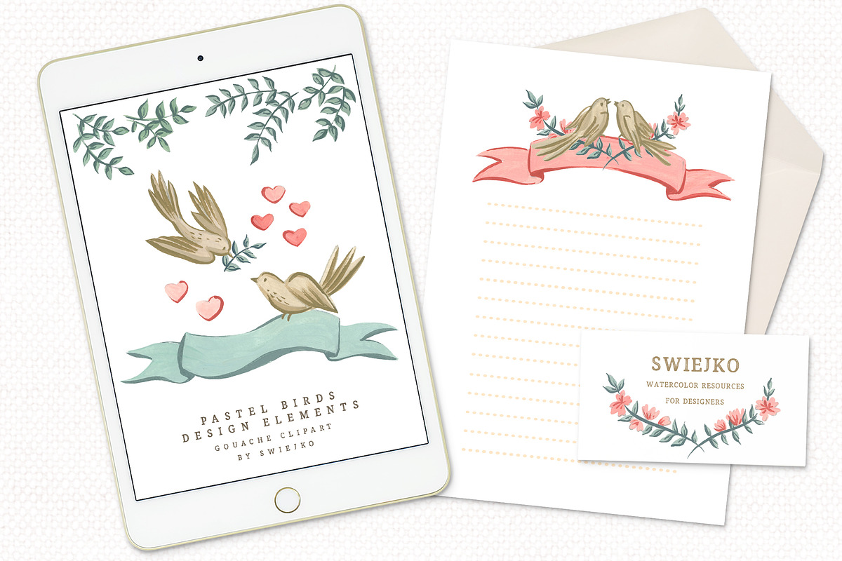 Wedding Birds, gouache clipart, an Illustration by swiejko (Photo 4 of 5)