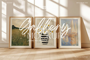 Gallery Wall Frame Mockup x3 - PSD