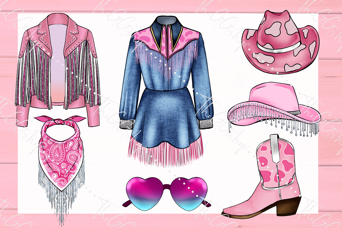Coquette Cowgirl Clipart Set, a Seasonal Illustration by The GG Shop (Photo 3 of 6)