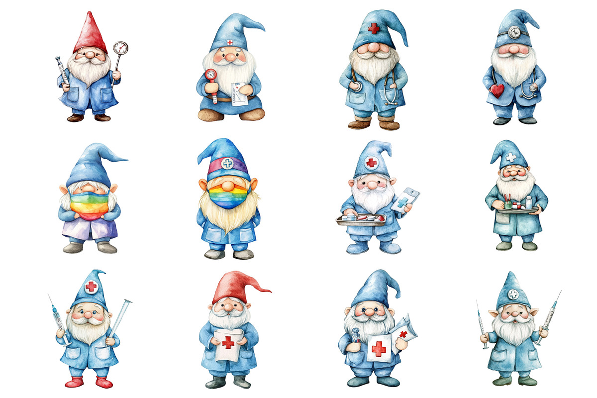Nurse Gnomes Clipart, an Illustration by Design Market (Photo 2 of 4)