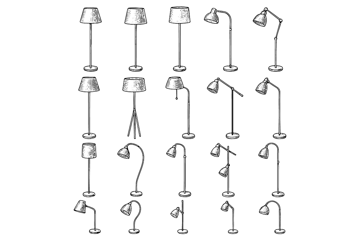 Floor Lamps Illustration Set, an Object Graphic by nikagraphic