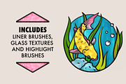 Stained Glass Brushes For Procreate, a Brush Add-On by seamless team (Thumbnail 5 of 11)