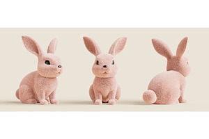 3d cute rabbit front side back view, an Animal Illustration by Marozhkastudio