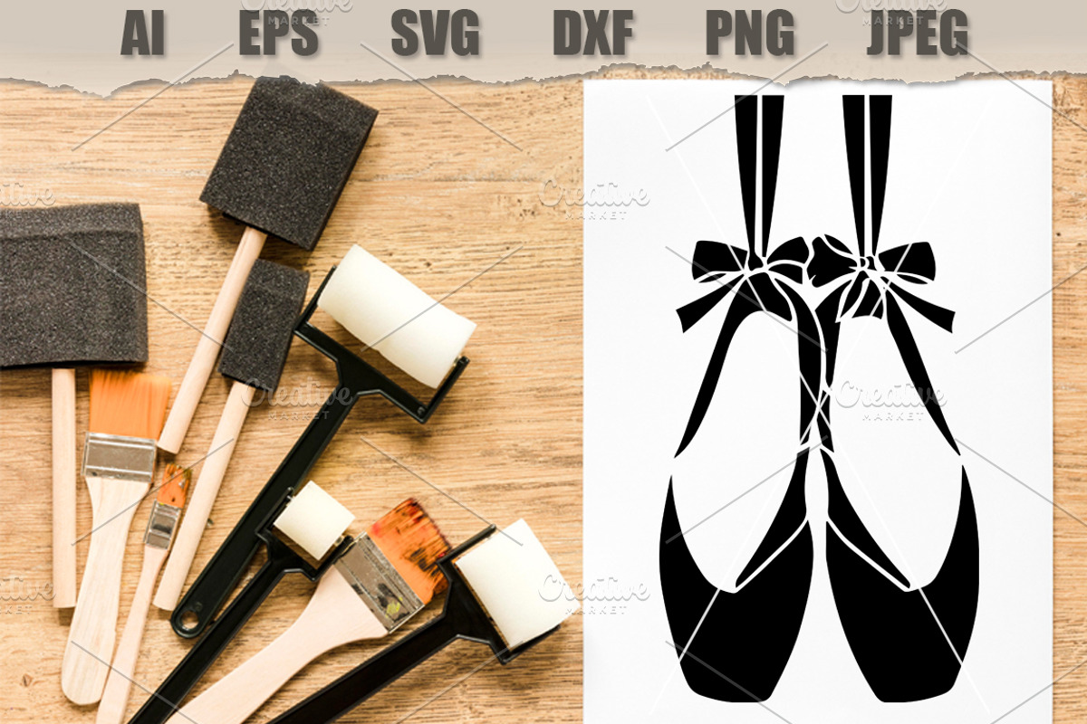 Stencil Ballet Pointe Shoes, a Decorative Illustration by MARYCRAFTIRIA (Photo 2 of 3)