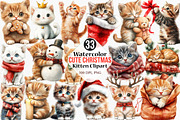 Cute Christmas Kitten Clipart, an Illustration by Canvas Craft (Thumbnail 1 of 7)