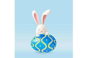 3d easter eggs with bunny ears, an Object Illustration by ModVector