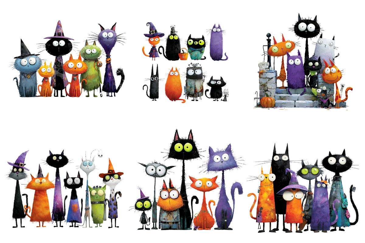 Quirky Cats Clipart, an Illustration by CreationArt (Photo 4 of 5)