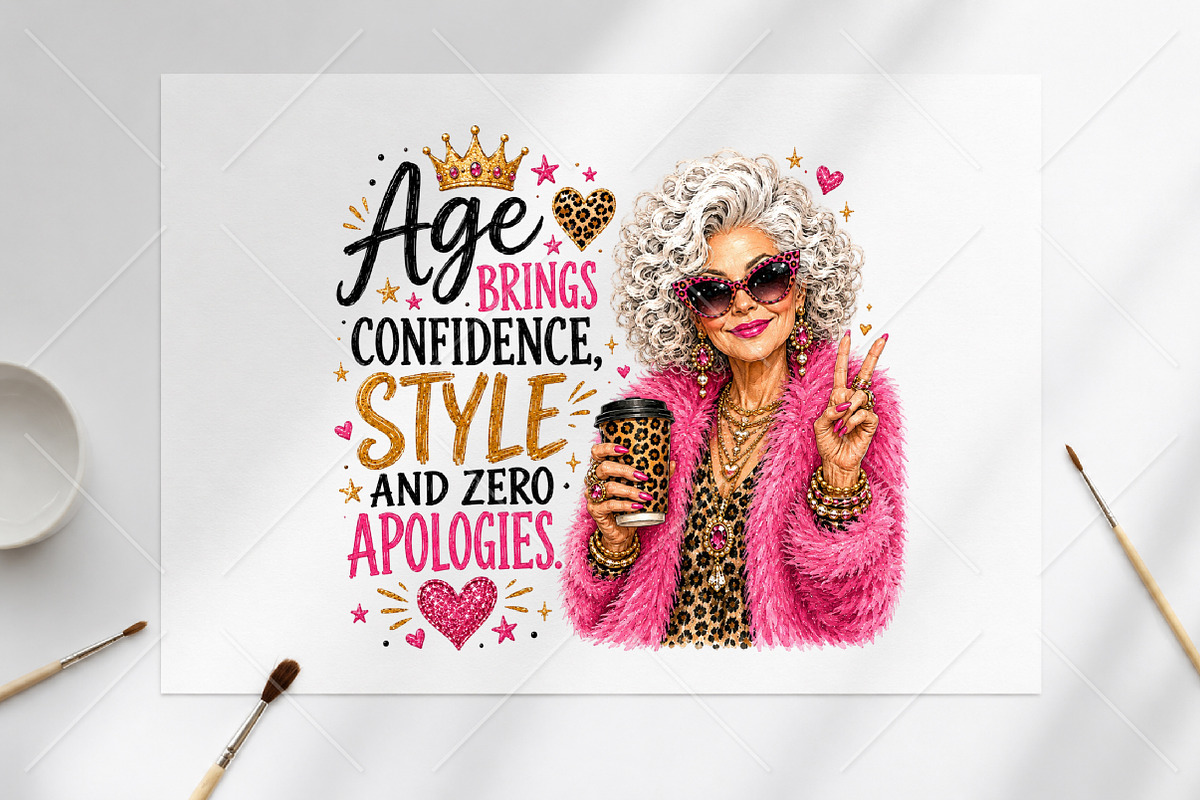 Age Brings Style Glam Grandma, a Seasonal Illustration by Canvas Craft (Photo 5 of 5)