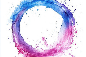 Abstract Watercolor Ring Blue Pink S, an Abstract Photo by Pixeness Studio