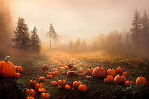 Halloween pumpkins field landscape, a Nature Photo by hitdelight
