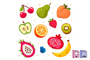 Flat Hand Drawn Fruit Set, a Food Illustration by MISS CHATZ (Thumbnail 1 of 3)