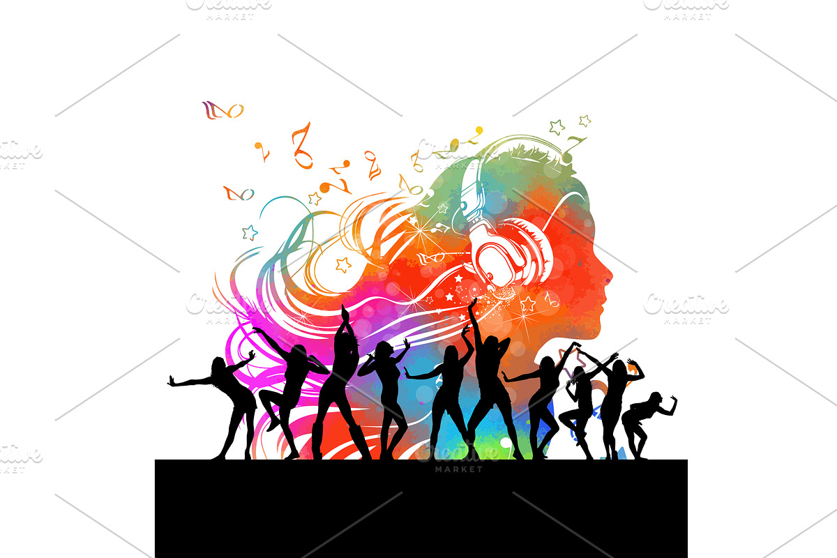 A girl listening to music at a disco, an Illustration by Nenahliadava Design