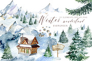 Winter woodland Clipart, Evergreen, an Illustration by SimpleWishesArt (Thumbnail 1 of 3)