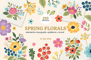Spring Florals | Clipart and Pattern