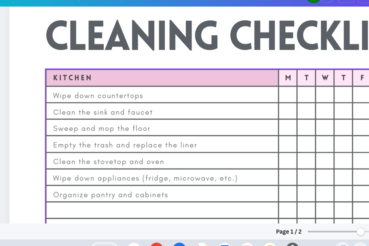 Cleaning Checklist (Editable), a Design Template by AYINDE