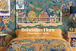 Bohemian Flora Exotic Patterns, a Pattern Graphic by LEAFure