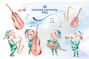 Christmas Elves-Musicians, a Seasonal Illustration by SvetLana (Thumbnail 2 of 13)
